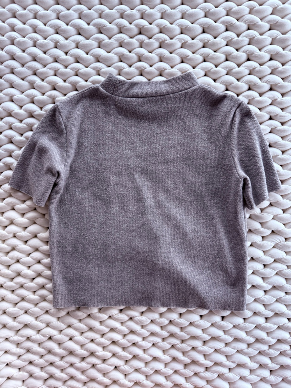 Zara Trafaluc Ribbed Short-Sleeve Top in Light Grey